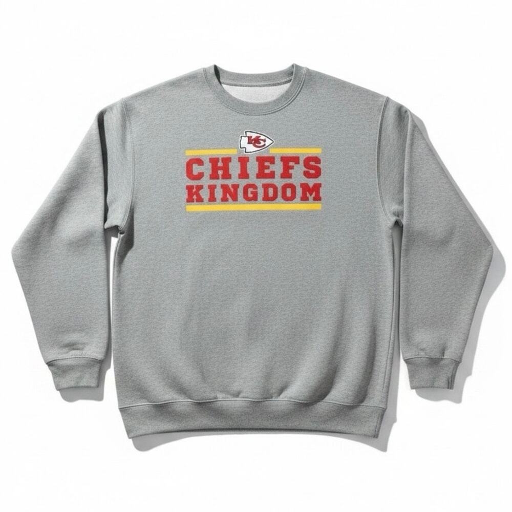 Kansas City Chiefs Sweatshirt Chiefs Kingdom NFL Crewneck Sweatshirt Gray XXL
